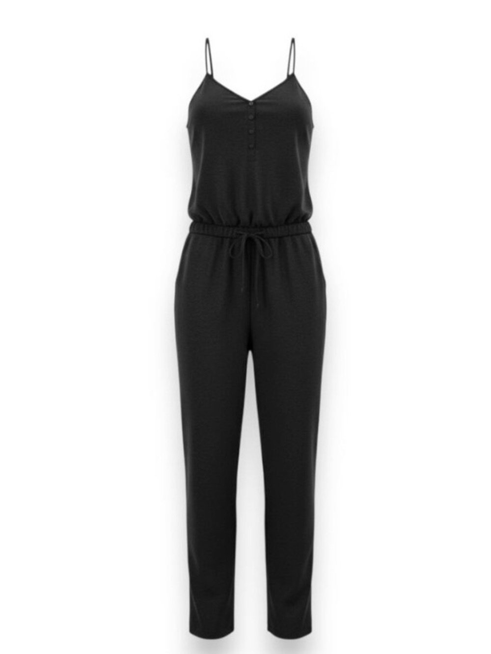Drew Anthropologie Black Drawstring Waist Jumpsuit